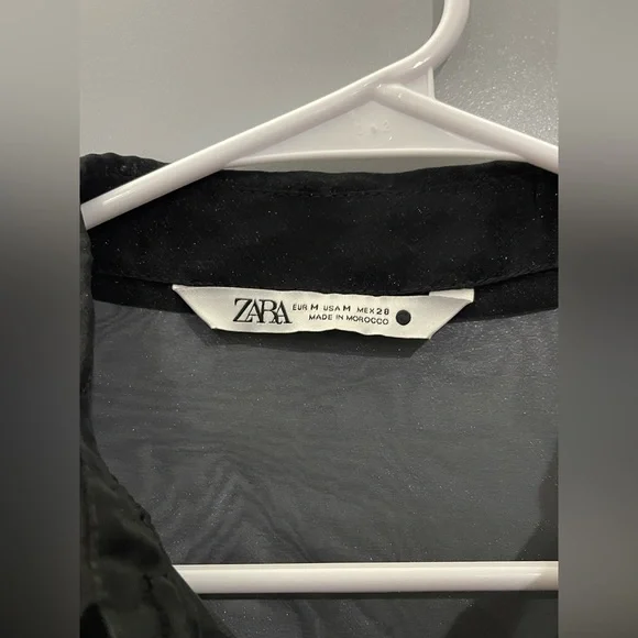 Zara Black Sheer Button Down Shirt - Picture 10 of 13